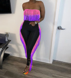 EVE Sexy Backless Gradient Tassel Two Piece Pants Set YS-2408
