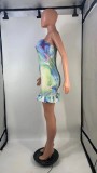 EVE Sexy Print Tube Tops Patchwork Mini Dress GDNY-1022
