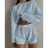 EVE Solid Color Short Sleeve Loose 2 Piece Shorts Set GSMU-23525MH