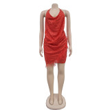 EVE Sexy Sequin Halter Backless Mini Dress BY-6905