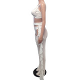 EVE Sexy Mesh Patchwork Tight Two Piece Pants Set BY-2047