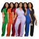 EVE Solid Color Pleated V Neck Two Piece Pants Set AIL-275