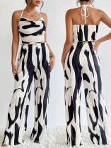 EVE Print Halter Vest Wide Leg Pants 2 Piece Set QODY-6036