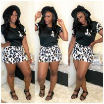 EVE Casual Leopard Print Short Sleeve 2 Piece Set LP-66209