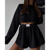 EVE Solid Color Short Sleeve Loose 2 Piece Shorts Set GSMU-23525MH