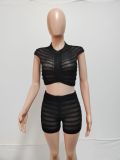 EVE Knits See Through Nightclub Two Piece Short Set QXTF-83012