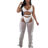 EVE Sexy Mesh Patchwork Tight Two Piece Pants Set BY-2047