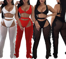 EVE Sexy Mesh Patchwork Tight Two Piece Pants Set BY-2047