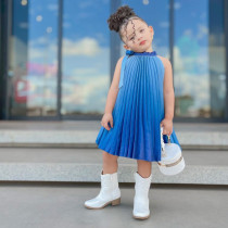 EVE Kids Girl's Sleeveless Pleated Gradient Tie Up Midi Dress GMYF-6483