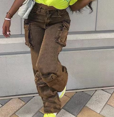 EVE Tie Dye Print Patchwork Straight Jeans GQLF-68000