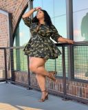 EVE Camouflage Print Half Sleeve Tie Up Mini Dress GDNY-2224
