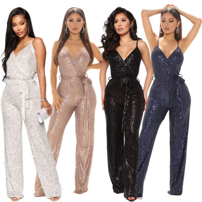 EVE Sleeveless Backless Sequin Sling Jumpsuit GDLY-8817