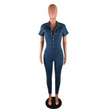 EVE Fashion Short Sleeve Denim Jumpsuit LX-6861
