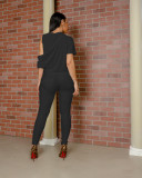 EVE Solid Irregular Tops And Pants Two Piece Set LDS-3306