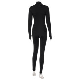 EVE Long Sleeve Zipper Solid Jumpsuit LJSF-P1B7079W