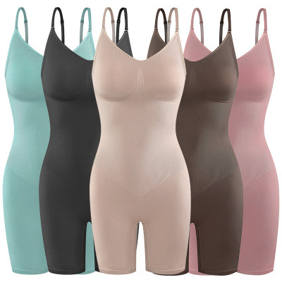 EVE Solid Color Sling Slim Shaping Romper GYWU-P801