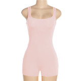 EVE Solid Color Sleeveless Backless Slim Romper GYME-K22Q25057