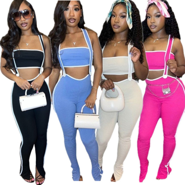 EVE Sexy Wrap Chest Tops And Back Pants Two Piece Set GDIM-2412