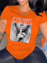 EVE Plus Size Short Sleeve Print T Shirt GQF-A1200