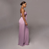 EVE Solid Color Tie Up Wrap Two Piece Pants Set SSNF-211109