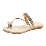 Beach Sandals Rhinestone Flat Slippers TWZX-008