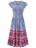 EVE Bohemian Print V-neck Long Dress SNF-242LQ55074-SN18