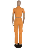 EVE Short Sleeve Solid Color 2 Piece Pants Set YH-5316