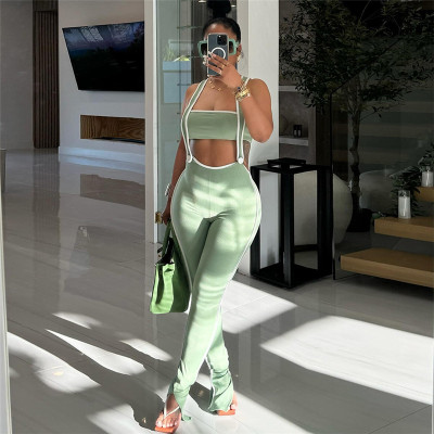 EVE Solid Wrap Chest And Back Pants Two Piece Set XEF-47174