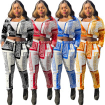 EVE Fashion Print Long Sleeve Loose Two Piece Pants Set WSYF-5810