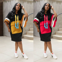 EVE Casual Loose Color Block Midi Dress YNSF-2648