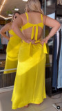 EVE Solid Color Sling Split Backless Maxi Dress NY-10790