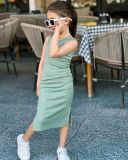 EVE Kids Girl Knits Sling Slim Solid Midi Dress GYAY-8102