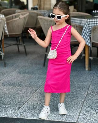 EVE Kids Girl Knits Sling Slim Solid Midi Dress GYAY-8102