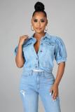 EVE Bubble Short Sleeve Fashion Denim Coat GQDH-1066