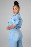 EVE Bubble Short Sleeve Fashion Denim Coat GQDH-1066