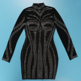 EVE Long Sleeve Hot Drill Slim Mini Dress NY-3192