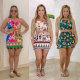 EVE Sexy Print Wrap Chest Two PIece Skirt Set NY-10795