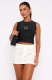 EVE Solid Color Backless Sleeveless T Shirt MZ-2836
