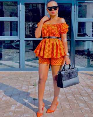 EVE Fashion Print One Shoulder Tops 2 Piece Shorts Set LSL-6446