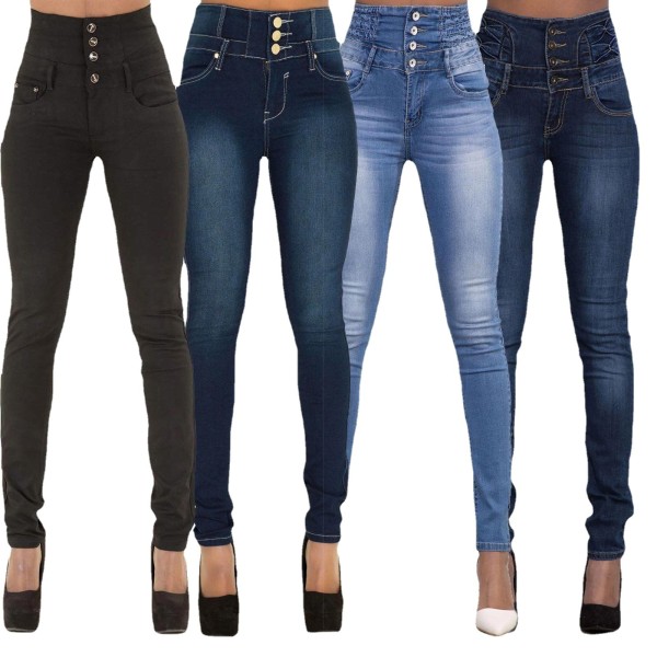 EVE High Waist Solid Color Slim Jeans XCFF-2283167