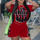 EVE Short Sleeve Print O Neck Casual Shorts Set GYXF-8036