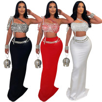 EVE Hot Drill Sling Tops And Long Skirt 2 Piece Set CYA-901231