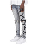 EVE Men Holes Print Fashion Tight Jean XCFF-8886