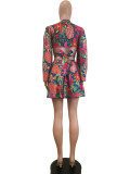 EVE Floral Deep V Flared Sleeve Tie Up Mini Dress QODY-6035
