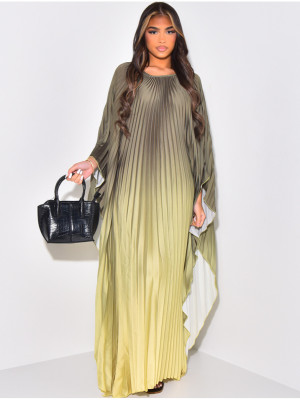 EVE Gradient Color Press Pleated Maxi Dress LS-0408