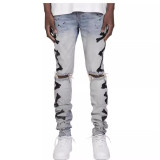 EVE Men Holes Print Fashion Tight Jean XCFF-8886