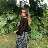 EVE Hot Drill Splicing Back Split Maxi Dress NY-3189