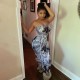 EVE Slim Wrap Chest Print Maxi Dress XCFF-827
