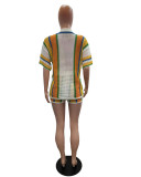 EVE Hollow Out See-through Lapel Knit Shorts Set QXTF-83016