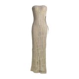 EVE Solid Color Sleeveless Split Knits Maxi Dress MDF-5503